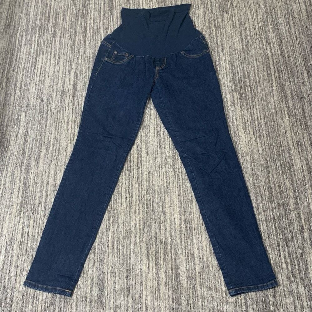 Indigo Blue‎ Womens Premium Maternity Large Denim Jeans Blue Full Panel Skinny